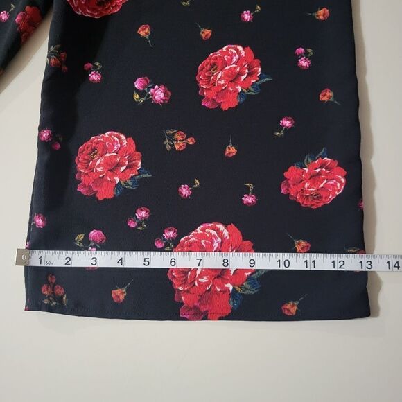 Xhilaration Women's Black Red Floral Cold Shoulder One Piece Ruffle Jumpsuit - Picture 11 of 16